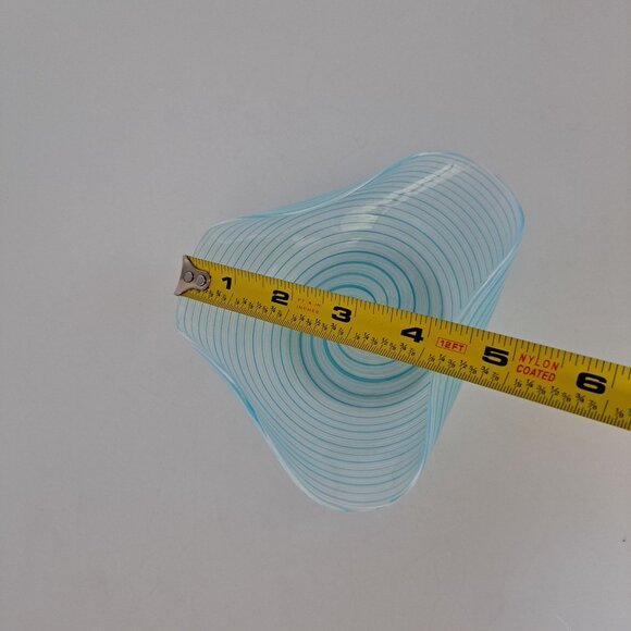 Murano Glass Spiral Design Pin Dish Blue Clear Glass Home Decor - Picture 4 of 14